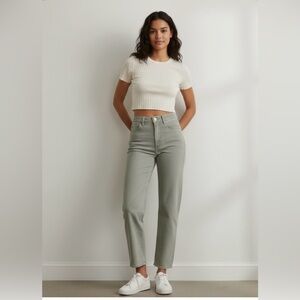 Everlane The Way-High Jean Organic Cotton Sage Green -   Size 24 Tall